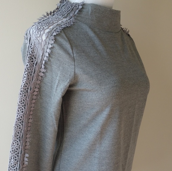 Gray Long Sleeve - Crocheted Sleeve - Picture 7 of 8